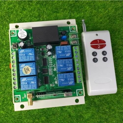 Universal RF AC 110V 220V 10A relay 6CH wireless Remote Control Switch Receiver& Transmitters 433.92 mhz 1000M