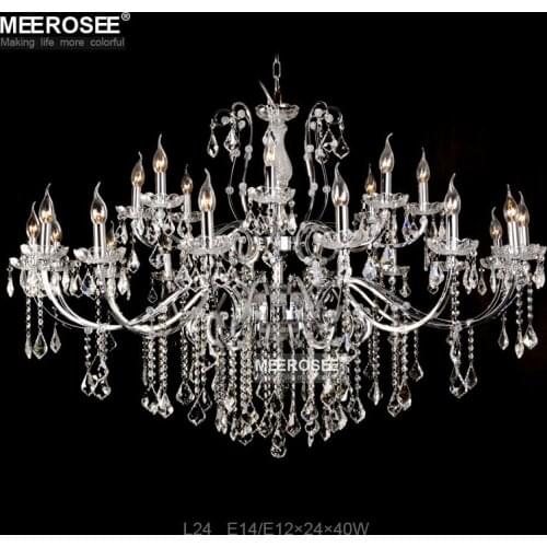 Vintage Black 24 Arms Chandelier K9 Crystal Light Fixture Large American Princess Wrought Iron Chrome Lustre Hanging Lamp