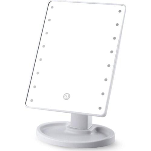Led Makeup Mirror With Light Desktop Storage Touch Sensor Mirror 360 Rotating Square Makeup Mirror Makeup