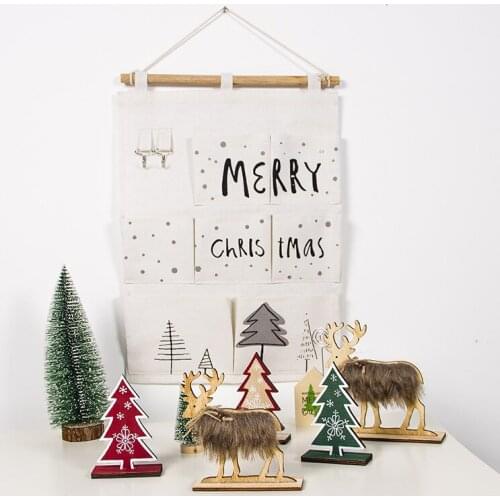 1pcs Christmas Decorations Creative Printing Non-woven Storage Bag Christmas Door Hook Storage Bag