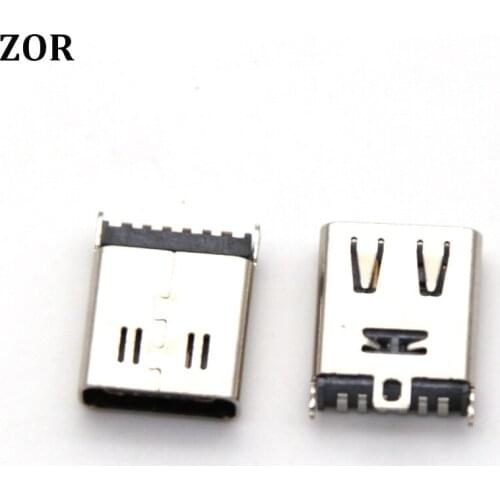 1pcs TYPE C 6Pin SMT Female jack High Current Fast Type-C with 4 Fixed Pins Diy Welding Connector H=10.5mm