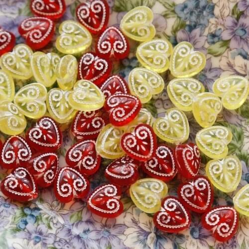 10pcs/lot Two-color retro color drawing pattern love resin beads