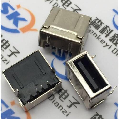 100pcs/lot USB 2.0 4Pin A Type Female Socket Connector G57 Black Back 90 degree Pin Data Transmission Charging