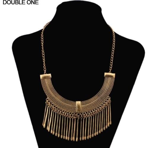 2017 Fashion Metal Tassel Collier Maxi Choker Collares Women Statement Necklace Gypsy Vintage Bijoux Necklace