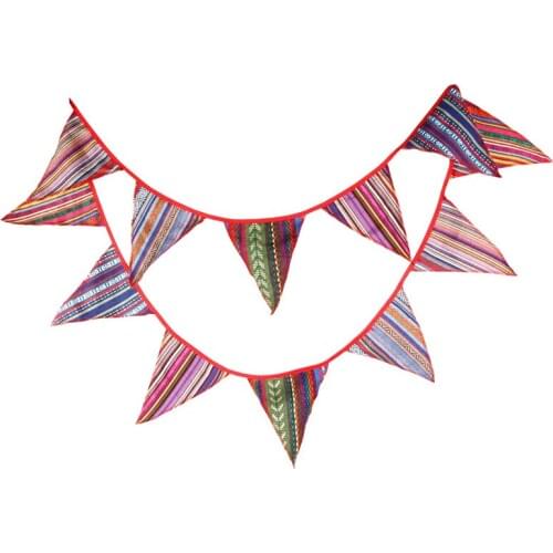 30pcs 3.3M Tent Red Flag Bunting Banners Gypsy National Wind Stripe Pennant Wedding Party Decor Flags ZA6582
