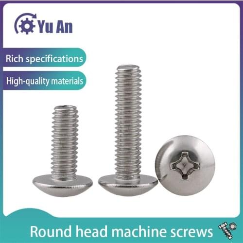 304 Stainless Steel Philips Truss Head Machine Screw TM Cross Large Pan Head Bolts Cross Groove Mushroom Head Long Screw 2PCS