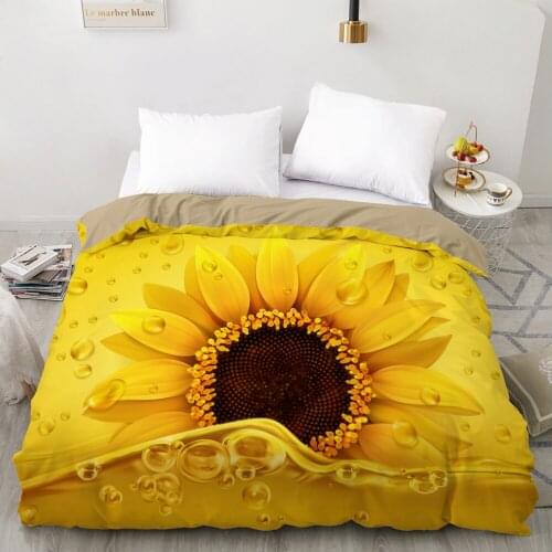 3D Duvet cover Quilt/Blanket/Comfortable Case Luxury Bedding 135 140x200 150x200 220x240 200x220 for Home Sun Flower golden