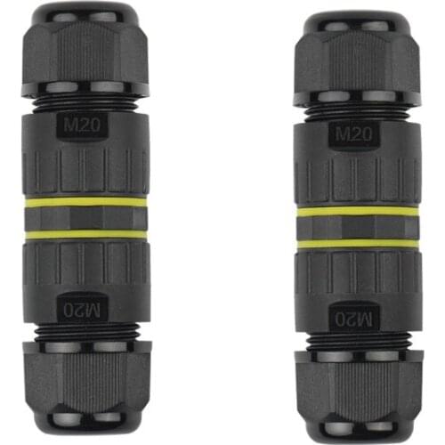 5pcs/lot Dropship IP68 Waterproof Cable Connector M20 2Pin Electrical Sealed Retardant AC Junction Box Wire Connectors