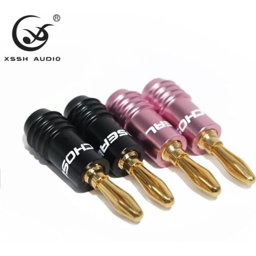 8pcs XSSH audio YIVO DIY Electrical Plugs Gold Plated HIFI audio male speaker banana plug connector Jack