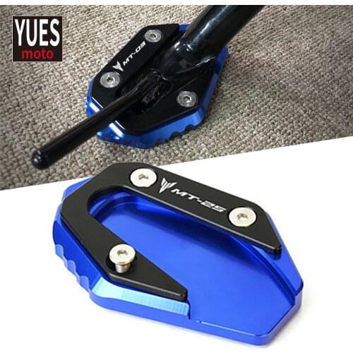 Motorcycle Accessories CNC Kickstand Foot Side Stand Extension Pad Support Plate For YAMAHA MT-25 MT25 MT 25 2014-2019