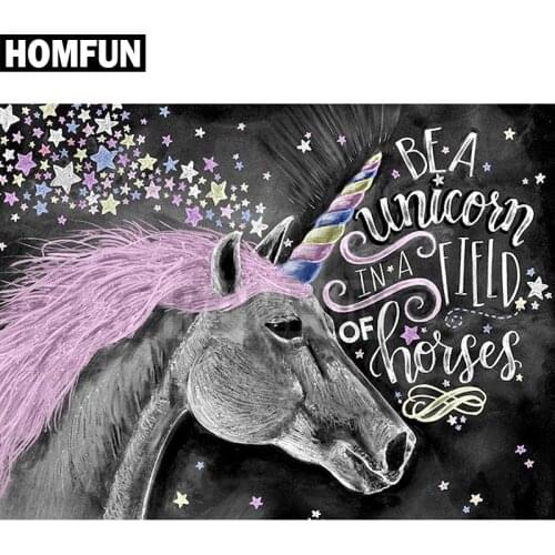 HOMFUN Full Square/Round Drill 5D DIY Diamond Painting "unicorn" 3D Embroidery Cross Stitch 5D Decor Gift A00401