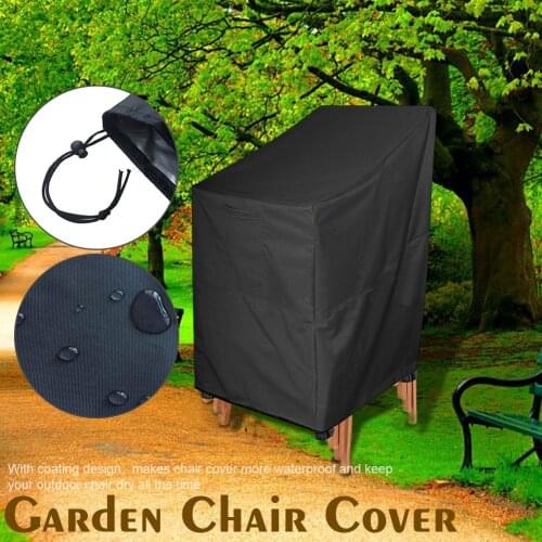 Black Garden Chair Cover Anti Dust Waterproof Windproof Oxford Fabric Furniture Home Storage Hotel Stacking Outdoor Patio