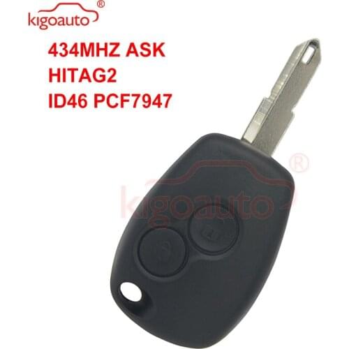 Kigoauto Remote key 434Mhz NE73 PCF7947 for Renault Kangoo 2 button