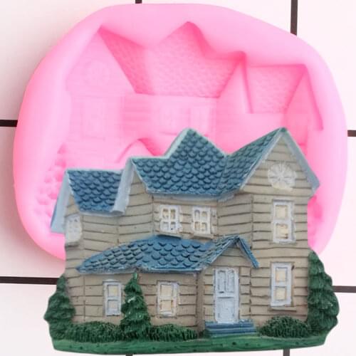 House Silicone Molds Cupcake Topper Fondant Mold Villa Cake Decorating Tools Polymer Clay Jewelry Candy Chocolate Gumpaste Mould