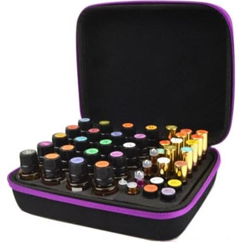 63 Compartment Essential Oil Storage Bag EVA Travel Portable 1ml-3ml Roller Bottle Organizer Essential Oil Carrying Case Ziplock