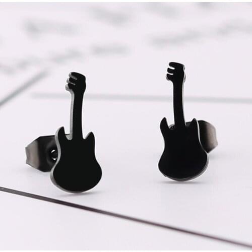European and American new stainless steel guitar earrings ladies fashion simple earrings products