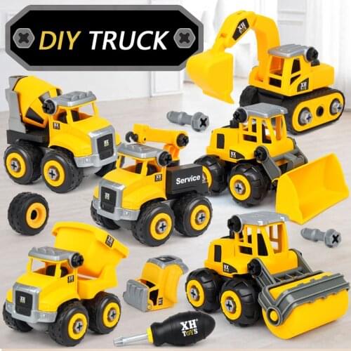 Engineering Truck Montessori Screw Building Blocks Plastic Fire Fighting Child Toy Military Construction Toys Boy Puzzle Gift