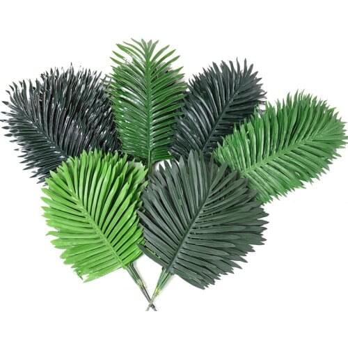12pcs Artificial Palm Leaf Tropical Green Fake Plant Garden Home Wedding Decor Accessories Photography Decorative Leaves
