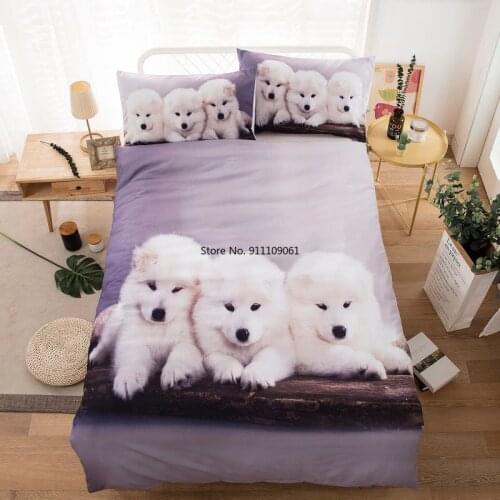 Cute Golden Retriever Dog 3D Bedding Set Kids Duvet Cover Set Cartoon Bedspread Pet Ankle Bedclothes for 1.2/1.5/1.8/2/2.2m Bed