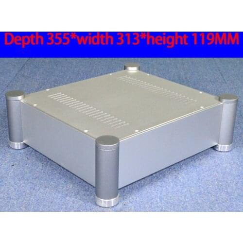 KYYSLB 355*313*119MM CJ145 All Aluminum Preamp Amplifier Chassis Box House DIY Enclosure with Feet Screws Amplifier Case Shell
