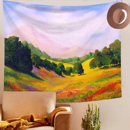 Colorful Mountain Wall Tapestry Oil Painting Wall Hanging Hippie Boho Decor Psychedelic Tapestry Wall Cloth Tapestries Carpet