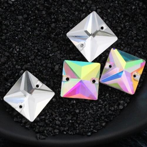Crystal AB White Square Flatback Sew-on Rhinestones Strass for Diy Craft Christmas/Clothing Garment Decoration Jewelry Sew Craft