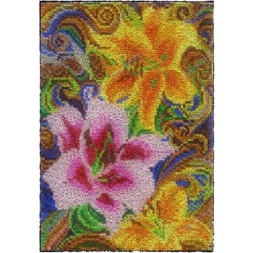 Latch Hook Kits Valley Flower Chunky Yarn Embroidery Crocheting Tapestry Kits Needlework Arts & Crafts DIY Carpet Rug 61cmX85cm
