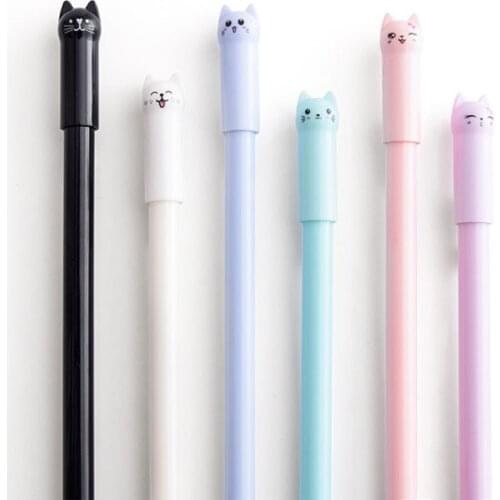 Cartoon Cat School Supplies Plastic Black Ink 1Pcs Cute Childrens Gift Neutral Pen Kids Stationery