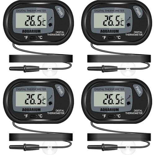 Pack Of 4 Aquarium Thermometer LCD Digital Display With Suction Cup And Probe For Reptiles Incubator Aquarium Greenhouse-ABUX