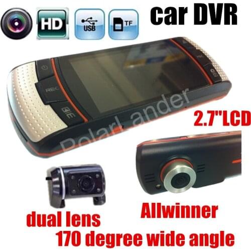 Night Vision A1 Dual Lens Car DVR Allwinner Chipset FullHD 1080P Dual Camera with GPS Logger Car Video Recorder Dash Cam