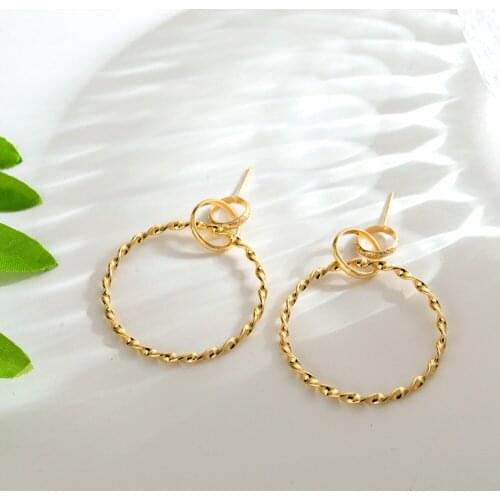 New Fashion Gold Silver Color Geometric Earrings Bijoux Big Round Dangle Drop Earring For Women Party Jewelry Gifts Gold Trendy