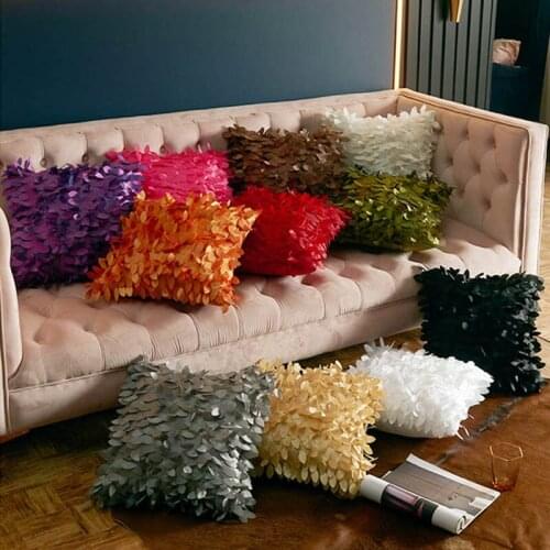 New White Solid Leaf Embroidery Pillow Cushion Creative Solid Color Home Sofa Cushion Pillow Cover Backrest Cover