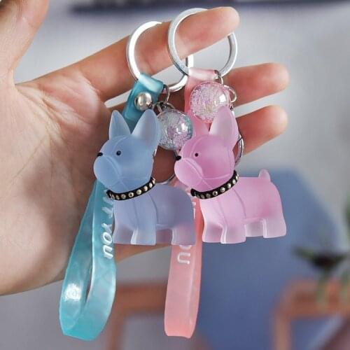 New Acrylic Clear Crystal Dog Keychain cute puppy bag pendant