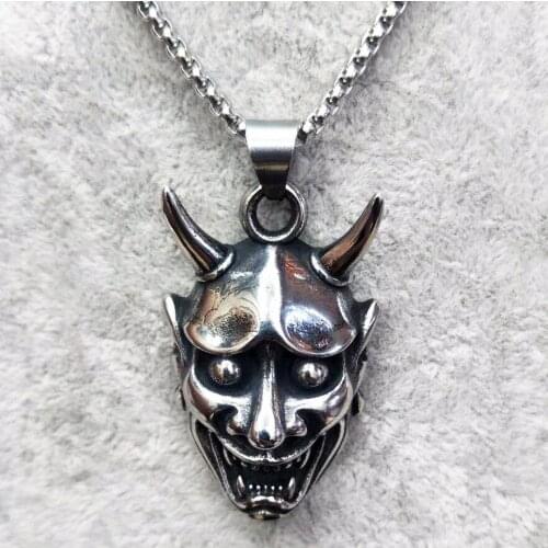 Charming Sterling Silver Mens skull Ghost face and tusk luck Pendant