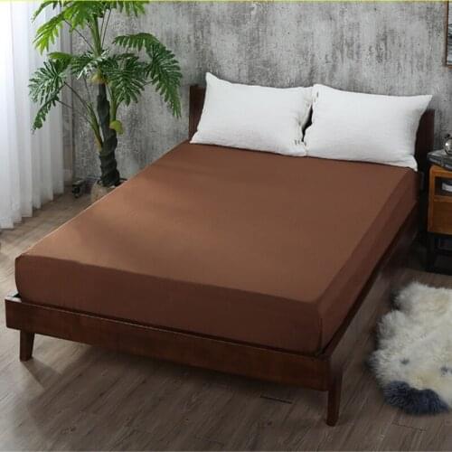 1PCS Solid Color Bed Sheets With Elastic Band Double Queen Size Fitted Sheet 160cm*200cm Mattress Cover 100% Polyester