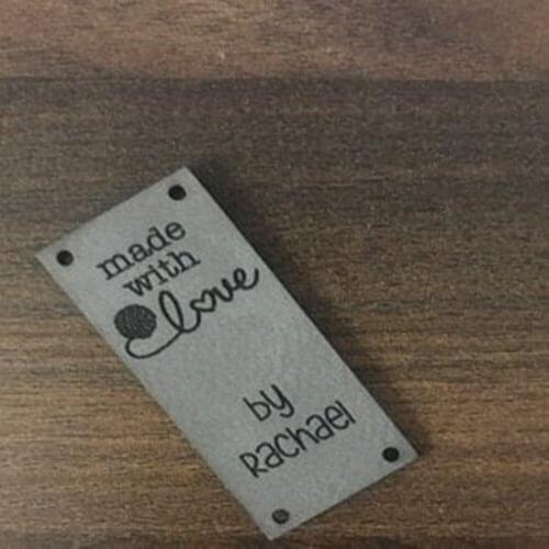 Personalize Handmade With Love Tags,Leather labels for knitted and crocheted items,leather tags for crochet