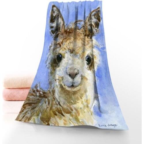 Alpaca Towel Printed Cotton Face/Bath Towels Microfiber Fabric For Kids Men Women Shower Towels 70X140cm