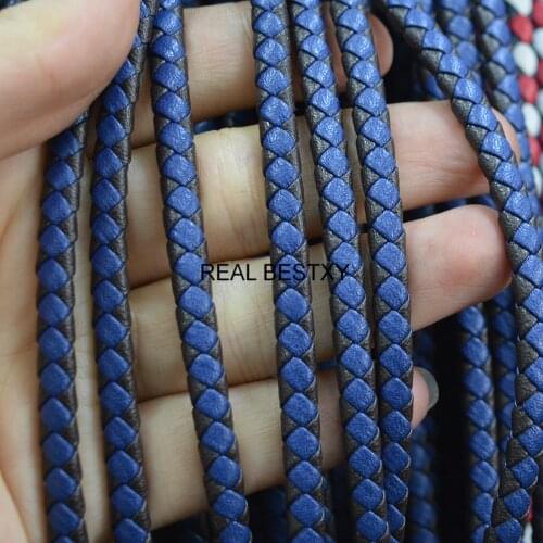 5m/Lot Approx : 5.2*4mm Brown Blue Mixed Braided Super Fiber Leather Rope DIY Leather Bracelet Accessories Fashion Wide Cords