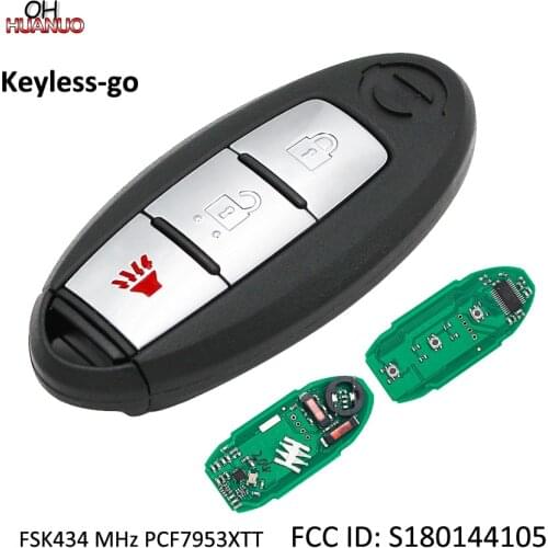 Keyless-go 2+1/3 Button Remote Key Fob FSK434 MHz PCF7953XTT Chip for Nissan New X-trail FCC ID: S180144105