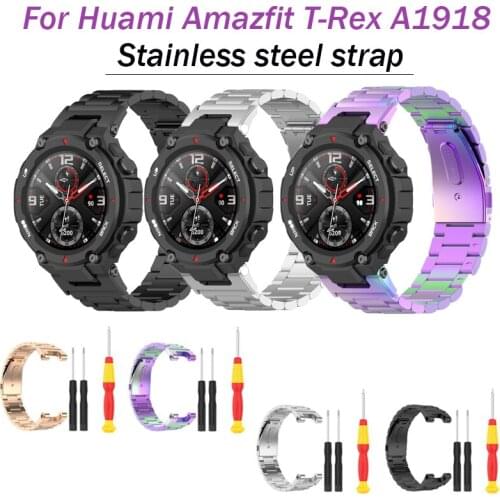Stainless Steel Metal Replacement Straps For Xiaomi Huami Amazfit T-Rex A1918 Smart Watch Wristband For Amazfit T-Rex Strap