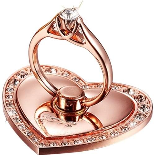 Luxury Heart Shape Diamond Finger Ring Holder Universal Mobile Phone Stand For iPhone X 8 7 Plus Samsung S9 S8 All Smartphones