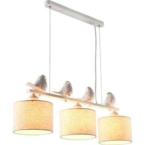 Nordic indoor hanging lamp lampadario modern fabric pendant lights with lampshades vintage bird deco luminaria pendente