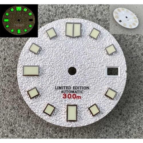 SKX 007 28.5mm C3 Green Luminous Watch Dial for NH35A Movement with S Logo