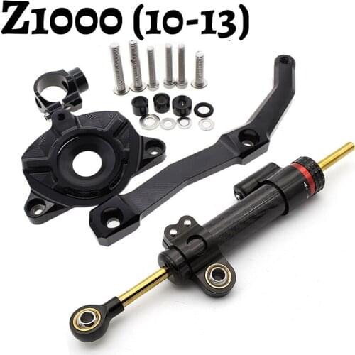 For Kawasaki Z1000 Z 1000 2010 2011 2012 2013 Fiber Carbon CNC Steering Damper Stabilizer Safty Control Bracket Mounting Kit