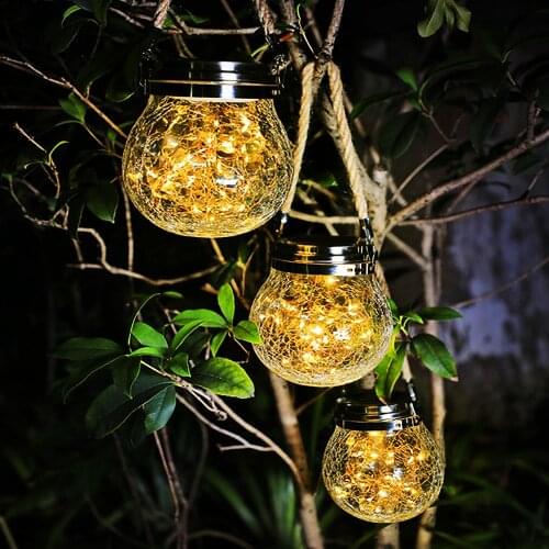 30LED Solar Light Outdoors Round Crack Waterproof Garden Fairy Lamp For Balcony Party Yard Decoration Star Night Light