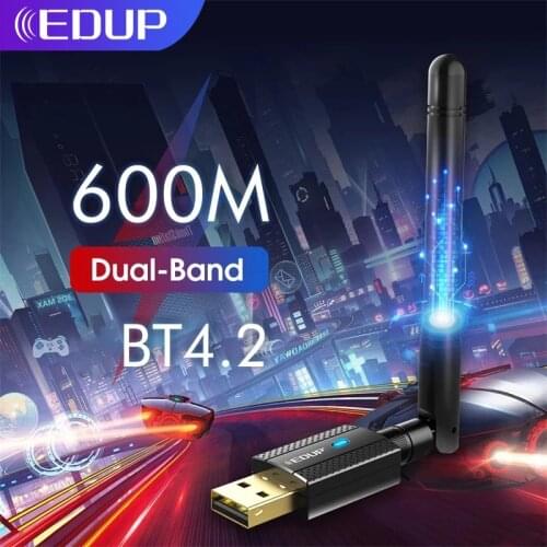 EDUP 600M USB WiFi Blue-Tooth Adapter BT4.2 Dual Band 2.4Ghz/5Ghz Wireless Network Card Receiver 802.11b/n/g/AC For PC Laptop