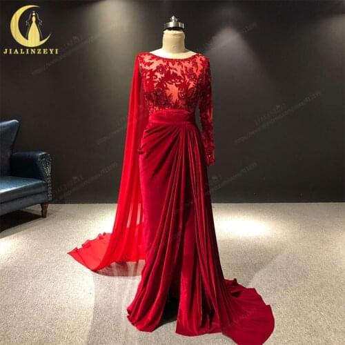 JIALINZEYI Real Sample Red one long shoulder Beads Zuhair murad Formal Dresses Party Evening Dresses