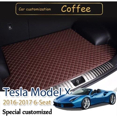 High quality The Trunk Cargo Leather Liner Car Boot Liner Cargo Compartment Floor Carpet Mud For Tesla Model X 2016-2017 6-Seat