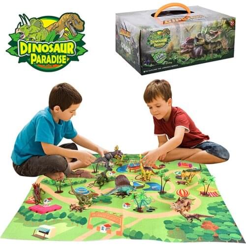 Funny Dinosaur Models Amusement Scene Play Mat Rug Carpet Kids Development Toy Dinosaur Collection Animal Collection Model Toys