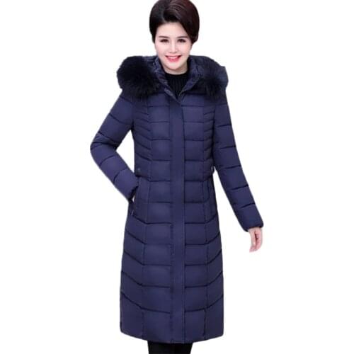 Plus size Middle-aged Women Down cotton Coats Hooded Long Parkas Winter Jacket Coat Womens Thick Warm cotton Outerwear 7XL A1129